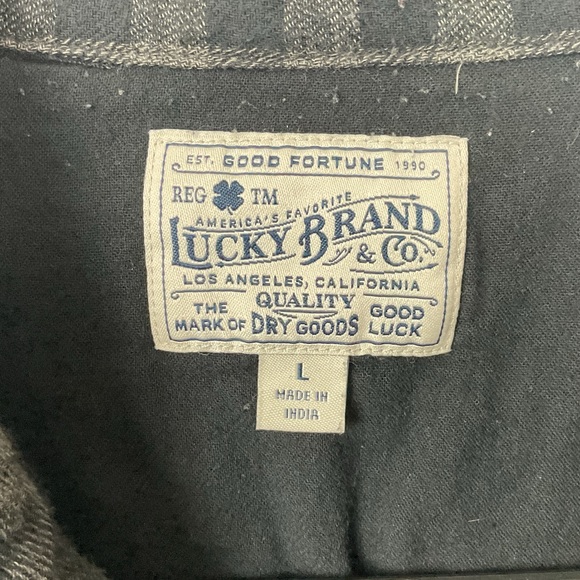 Lucky Brand Men’s Long Sleeve Snap Button Up Lined Check Flannel Shirt, Size L - Picture 4 of 7